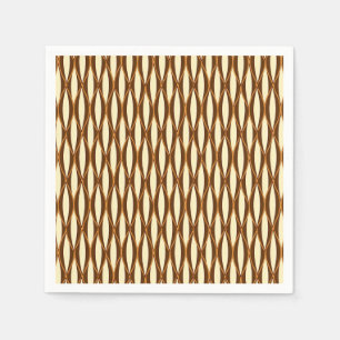 Serviette En Papier Écran à ruban du milieu du siècle - brun et crème