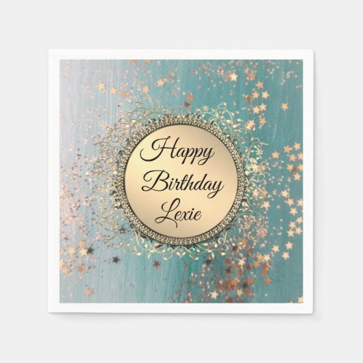 Serviette En Papier Écran de poussière d'étoile sur Turquoise bleu (Devant)