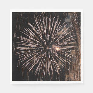 Serviette En Papier Écran Fireworks Sur Ciel Noir