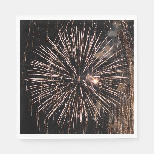 Serviette En Papier Écran Fireworks Sur Ciel Noir (Devant)