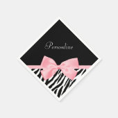 Serviette En Papier Écran Zebra Imprimé Fille Doux Ruban rose clair (Coin)