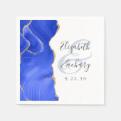 Serviette En Papier Écriture Agate Géode Bleu Royal Or Mariage (Devant)