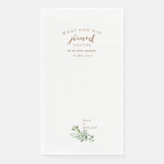 Serviette En Papier Écriture Ce que Dieu a uni Mariage (Devant)