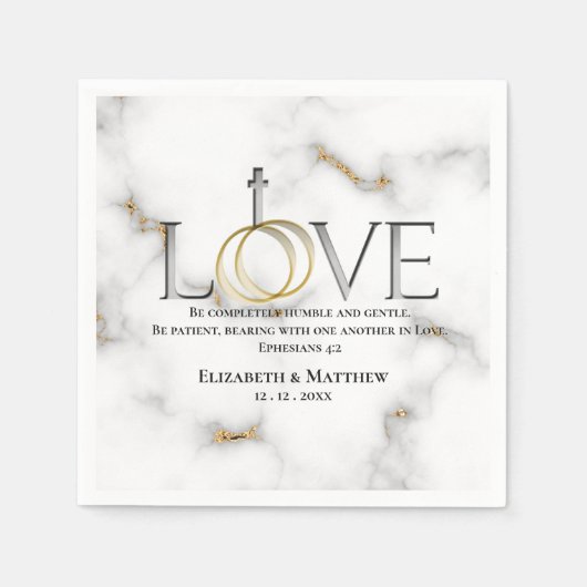Serviette En Papier Écriture d'amour Verse Ephésiens 4:2 Mariage (Devant)
