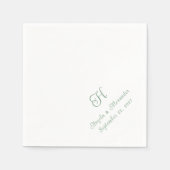 Serviette En Papier Écriture de monogramme de mariage vert sauge (Devant)