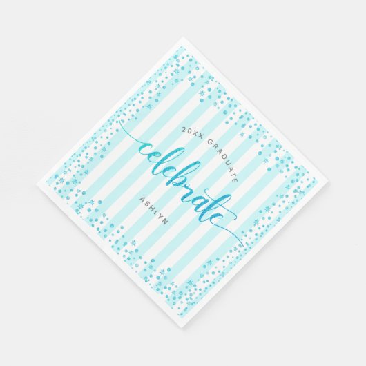 Serviette En Papier Écriture de parties scintillant turquoise de gradu (Coin)