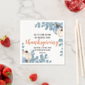 Serviette En Papier Écriture de Thanksgiving Couleurs Citrouilles bleu (En situation)