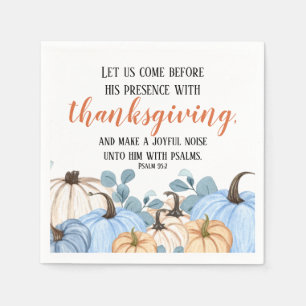 Serviette En Papier Écriture de Thanksgiving Patch de citrouille bleue