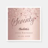 Serviette En Papier Écriture d'or rose étoiles 70e anniversaire (Devant)