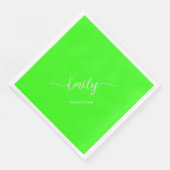 Serviette En Papier écriture élégante verte néon (Coin)