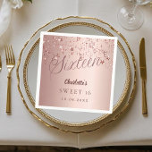 Serviette En Papier Écriture en or rose étoiles Sweet 16