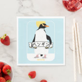 Serviette En Papier Écriture en pingouin japonais qui lit pingouin (En situation)