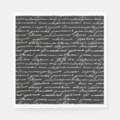 Serviette En Papier Écriture manuscrite cursive Histoire noir blanc (Devant)