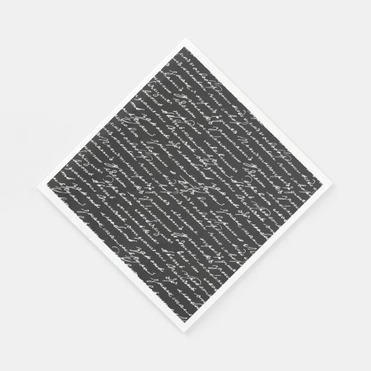 Serviette En Papier Écriture manuscrite cursive Histoire noir blanc (Coin)