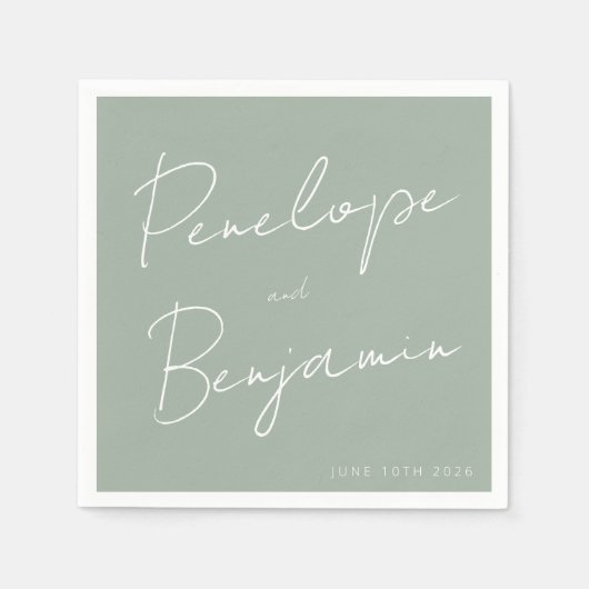 Serviette En Papier Écriture manuscrite de script moderne Mariage Boho (Devant)