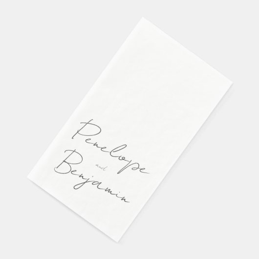 Serviette En Papier Écriture manuscrite de script moderne Mariage noir (Coin)