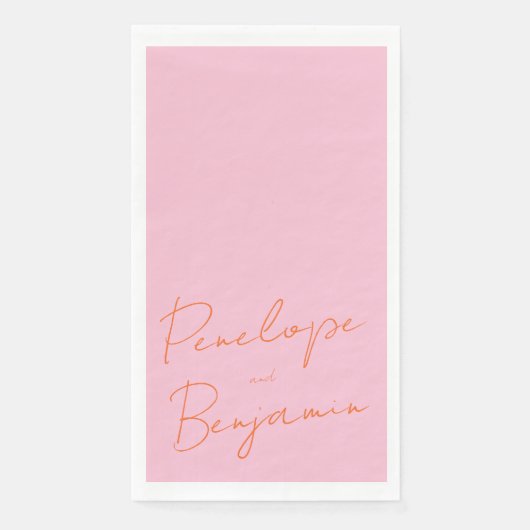 Serviette En Papier Écriture manuscrite de script moderne Mariage rose (Devant)