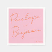 Serviette En Papier Écriture manuscrite de script moderne Mariage rose (Devant)