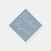 Serviette En Papier Écriture manuscrite moderne Mariage bleu foncé (Coin)