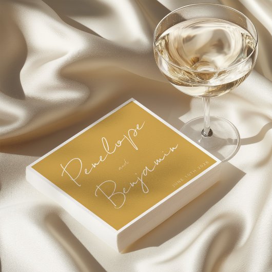Serviette En Papier Écriture Manuscrite Moderne Script Mariage Bohème