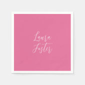 Serviette En Papier Écriture manuscrite Nom élégant Couleur rose (Devant)