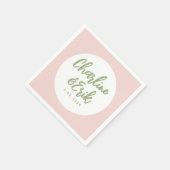 Serviette En Papier Écriture manuscrite Pastel rose Mariage rétro serv (Coin)
