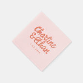 Serviette En Papier Écriture manuscrite Pastel rose Mariage rétro serv (Coin)