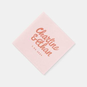 Serviette En Papier Écriture manuscrite Pastel rose Mariage rétro serv