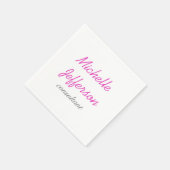 Serviette En Papier Écriture manuscrite tendance rose blanc propre (Coin)