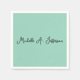 Serviette En Papier Écriture manuscrite Turquoise légère Nom créatif t