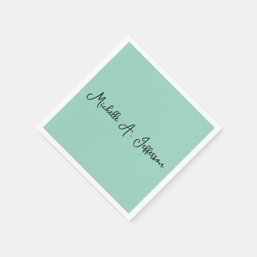 Serviette En Papier Écriture manuscrite Turquoise légère Nom créatif t (Coin)