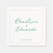 Serviette En Papier Écriture manuscrite verte Pastel Mariage rétro (Devant)