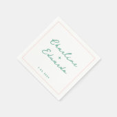 Serviette En Papier Écriture manuscrite verte Pastel Mariage rétro (Coin)