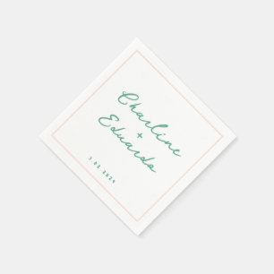 Serviette En Papier Écriture manuscrite verte Pastel Mariage rétro