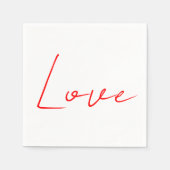 Serviette En Papier Écriture Mariage tendance White Red Love Nom (Devant)