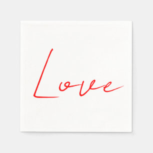 Serviette En Papier Écriture Mariage tendance White Red Love Nom