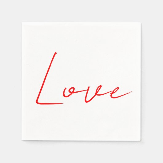 Serviette En Papier Écriture Mariage tendance White Red Love Nom (Devant)