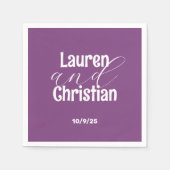 Serviette En Papier Écriture Mariage violet foncé (Devant)