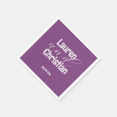 Serviette En Papier Écriture Mariage violet foncé (Coin)