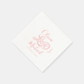 Serviette En Papier Écriture moderne élégante couples noms mariage ros (Coin)