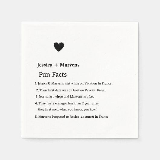 Serviette En Papier Écriture moderne faits amusants mariages serviette (Devant)