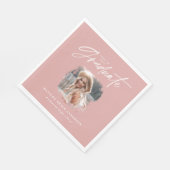 Serviette En Papier Écriture moderne rose girly photo élégante graduat (Coin)