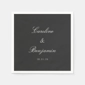Serviette En Papier Écriture noire classique Élégant Mariage Nom perso (Devant)