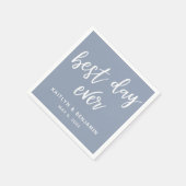 Serviette En Papier Écriture simple blanche Meilleur Jour Jamais, Bleu (Coin)