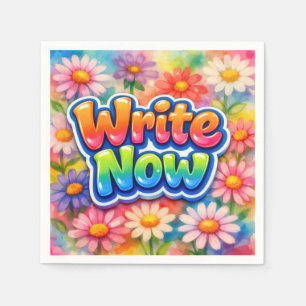 Serviette En Papier Écrivez maintenant Texte avec Neon Daisy Garden