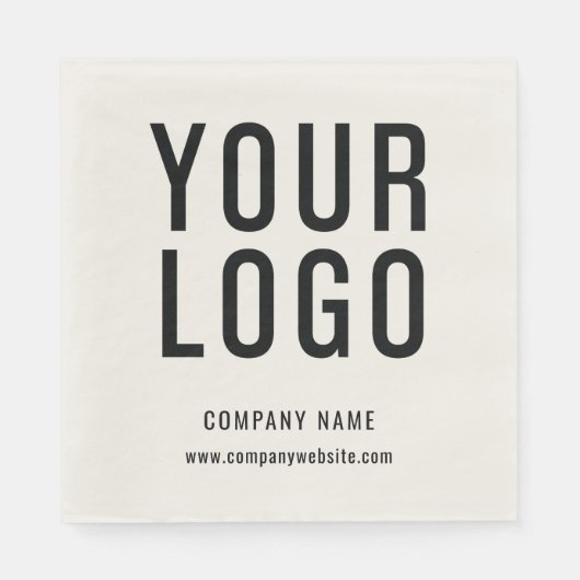 Serviette En Papier Ecru Custom Business Logo Société Événement Minima (Devant)