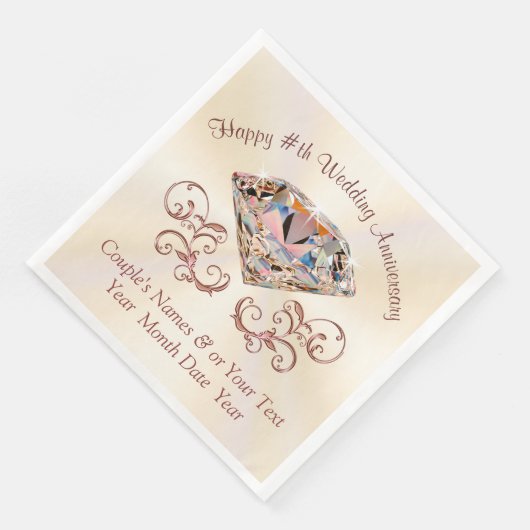 Serviette En Papier Ecru, Rose Anniversaire d'or serviettes, Personnal (Coin)