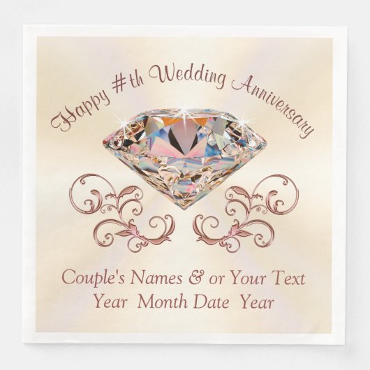 Serviette En Papier Ecru, Rose Anniversaire d'or serviettes, Personnal (Devant)