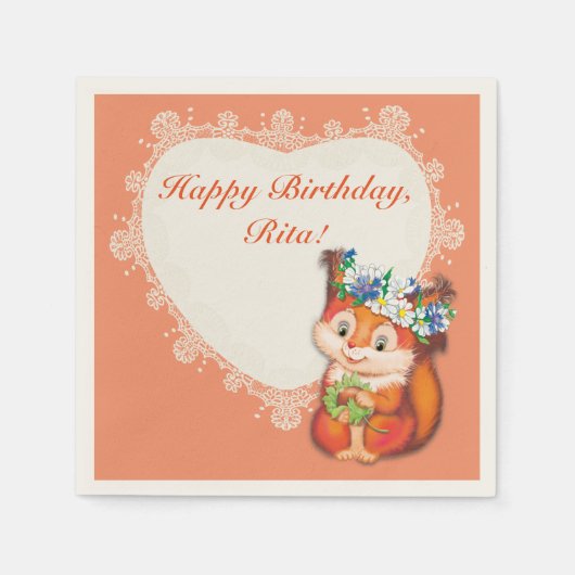 Serviette En Papier Écureuil (Devant)