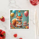 Serviette En Papier Écureuil adorable Célébration de l'anniversaire (En situation)